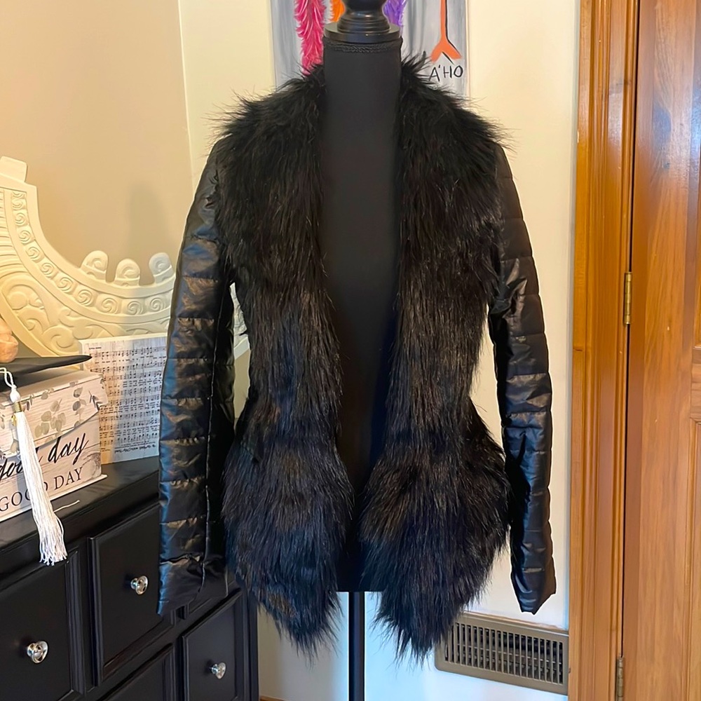 Black faux fur jacket